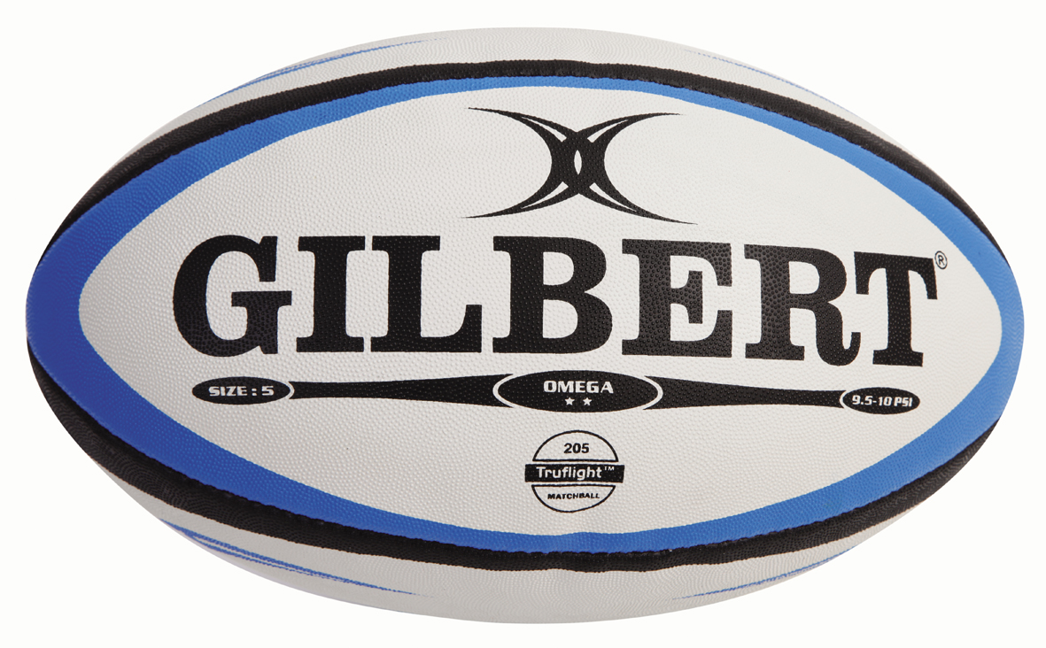 Ballon rugby Gilbert Omega Roy/noir Bleu